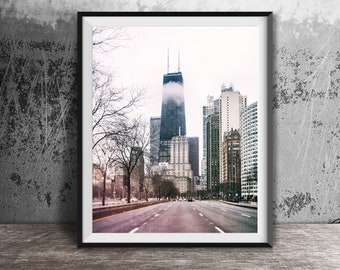 Chicago Photography Art Print - Original Unframed Wall Art Print - Downtown Chicago Skyline - John Hancock Building - Lake Shore Drive