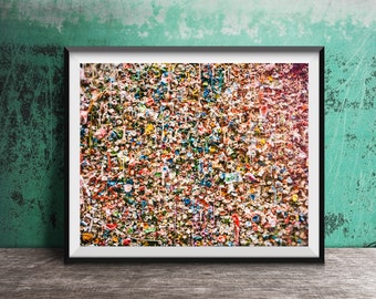 SEATTLE GUM WALL Photography Print - Original Unframed Wall Art Print - Seattle Photo Print - Downtown Seattle, Washington - Post Alley