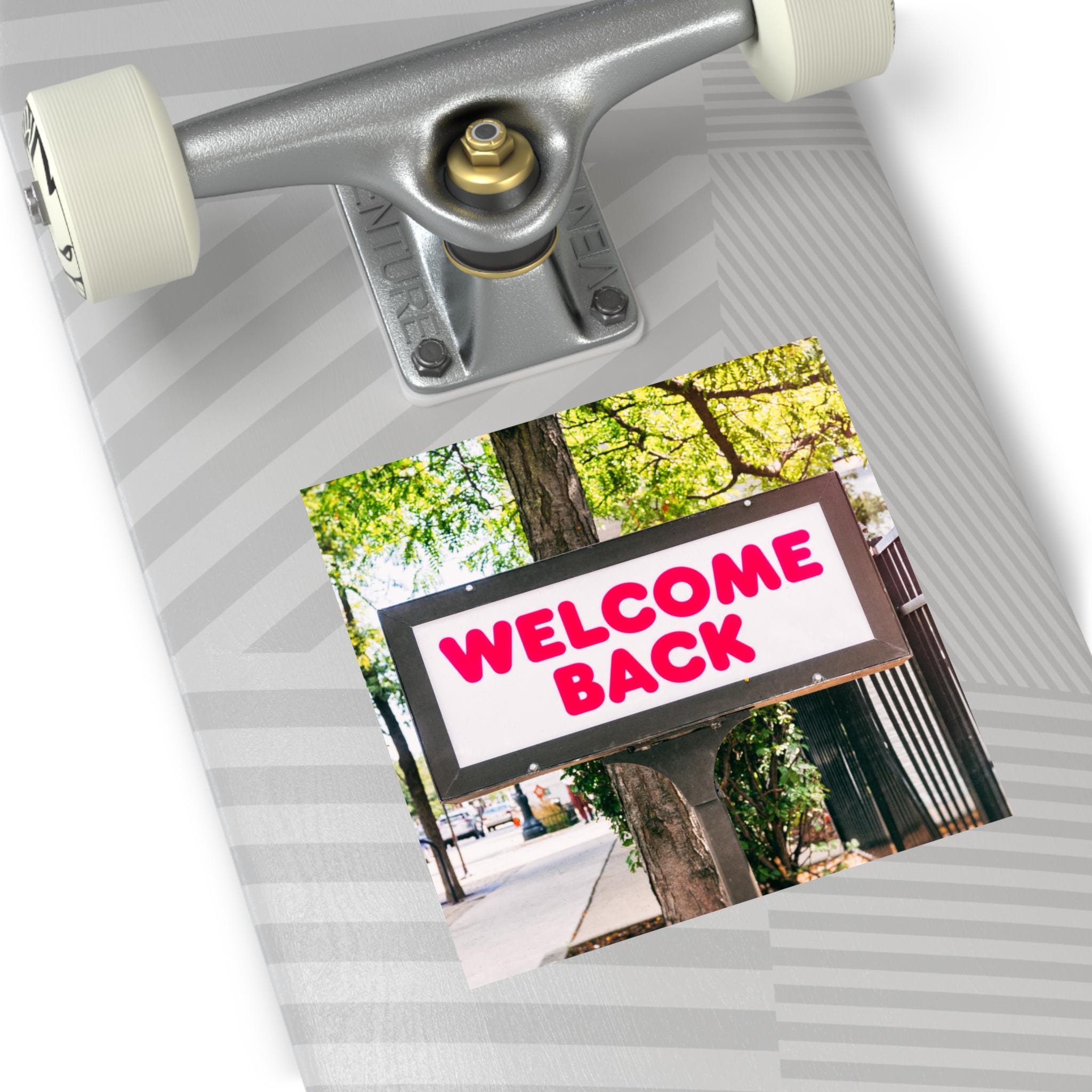 Welcom Back Sticker Welcome Back Sign Sticker | Square Vinyl Sticker, Retro Marquee Design ...