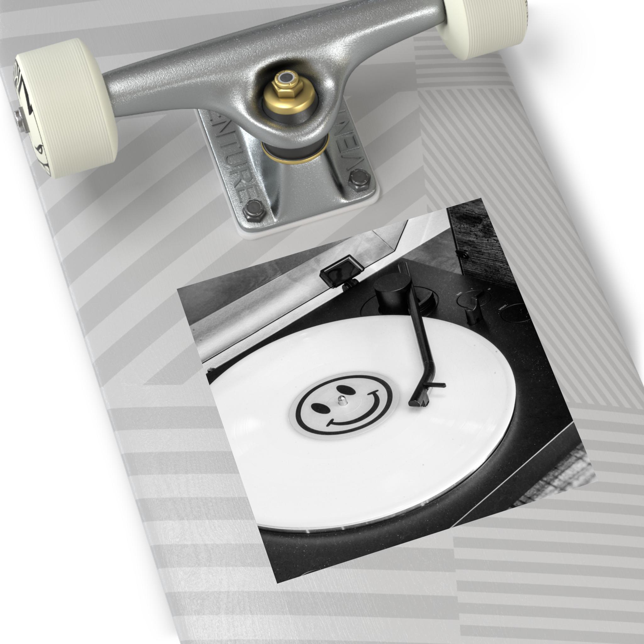 Record Face Sticker Smiley Face Record Player Sticker | Square Vinyl Sticker, Retro Music ...