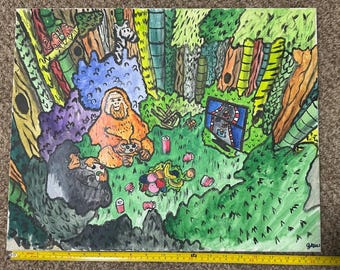 Gaming Apes - 20" x 16" Original Painting