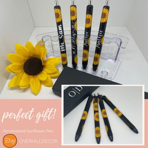 Sunflower Pen With Name,Glitter Pens, Custom Glitter Pens, Papermate Inkjoy Gel Pen .7, Perfect Gifts