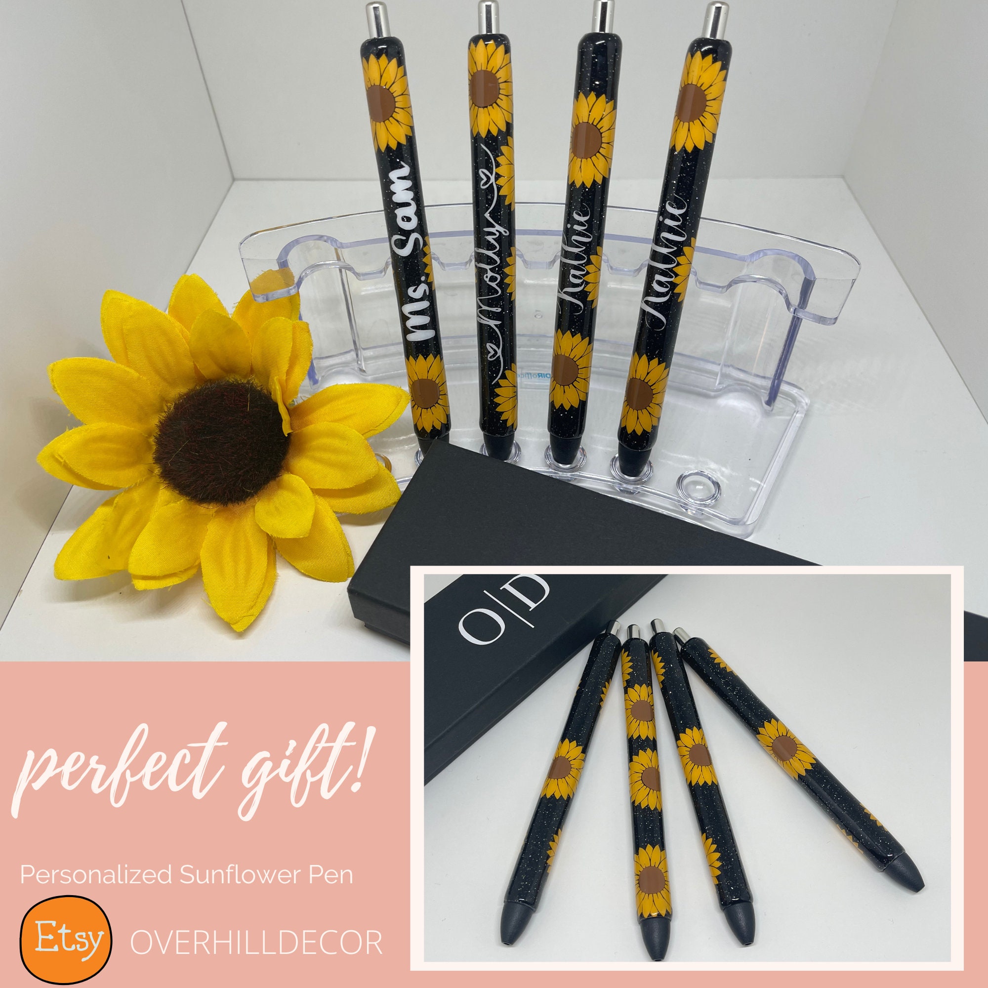 Sunflower Pen With Name,Glitter Pens, Custom Glitter Pens, Papermate …