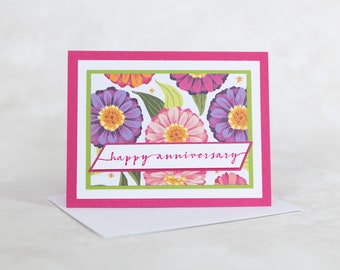 Handmade Happy Anniversary Card Flowers - Etsy