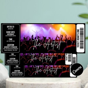 Editable Concert Ticket Template, Concert Ticket Gift, Surprise ...