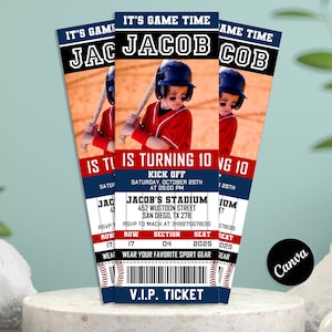 Baseball Ticket Geburtstagseinladung, Sport laden Party für Jungen und Mädchen ein, Sport Geburtstagsdruck, digital bearbeitbar druckbar