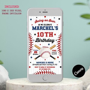 Invito telefonico modificabile per baseball, invito per festa di compleanno di baseball, invito elettronico per baseball, invito per baseball, file digitale