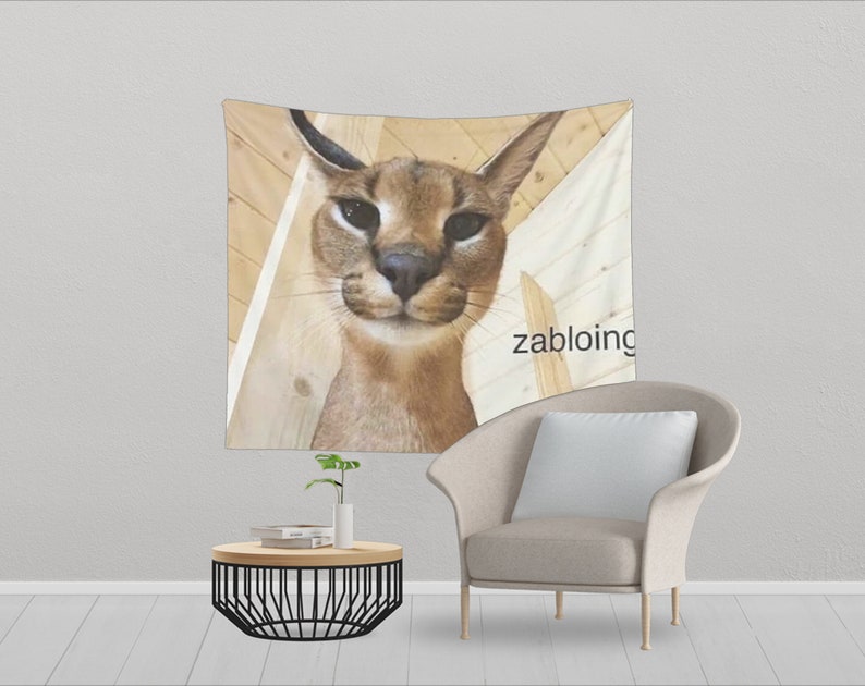 Zabloing - Cat Meme Tapestry, big floppa tapestry 