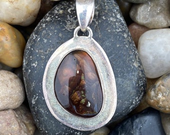 Mexican Fire Agate Pendant 12, Teardrop Botryoidal Mexican Fire Agate Pendant, Large Fire Agate Pendant, Gender Neutral jewelry, Root Chakra