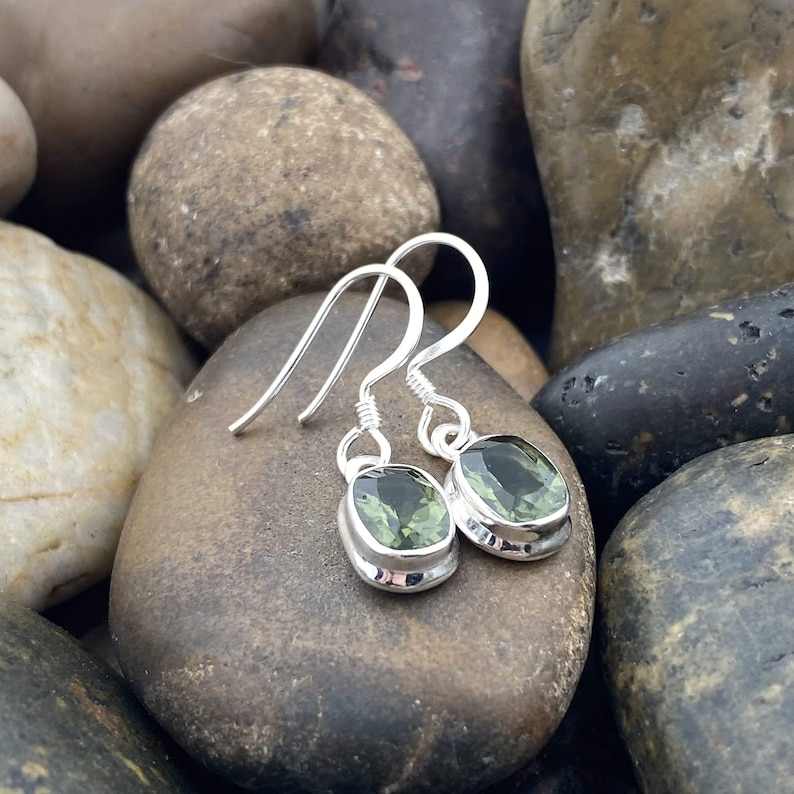 Moldavite Dangle Earrings Moldavite Earrings 23 Genuine Czech Astronomy Gift Genuine Moldavite Earrings Silver Earrings Real Moldavite