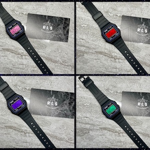Custom Black Casio Watch with Color Screen Mod (Pick your color)