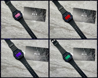 Custom Black Casio Watch with Color Screen Mod (Pick your color)