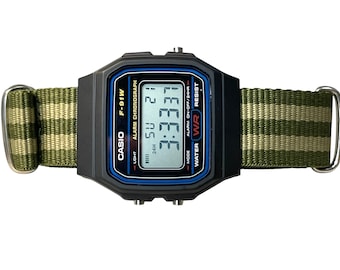 Custom Black Casio Watch on Green/Light green Strap