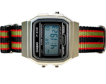 Custom Silver and black Casio Watch on Bond Strap