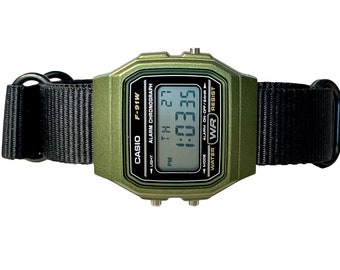Custom Green Casio Watch on Black Strap w/ black hardware