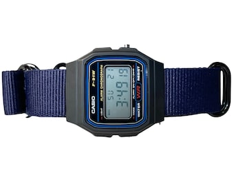 Custom Black Casio Watch on blue Strap