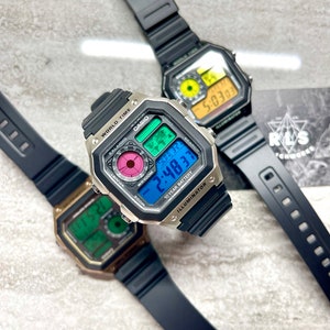 Black Casio World Time Watch with Color Screen Mod (Pick your colors) –  rswatchworks