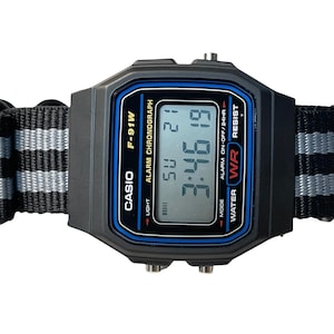 Custom Black Casio Watch on Black/Grey Strap