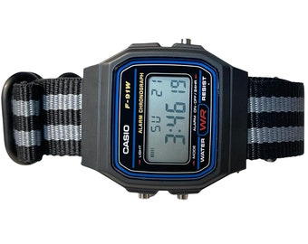 Custom Black Casio Watch on Black/Grey Strap