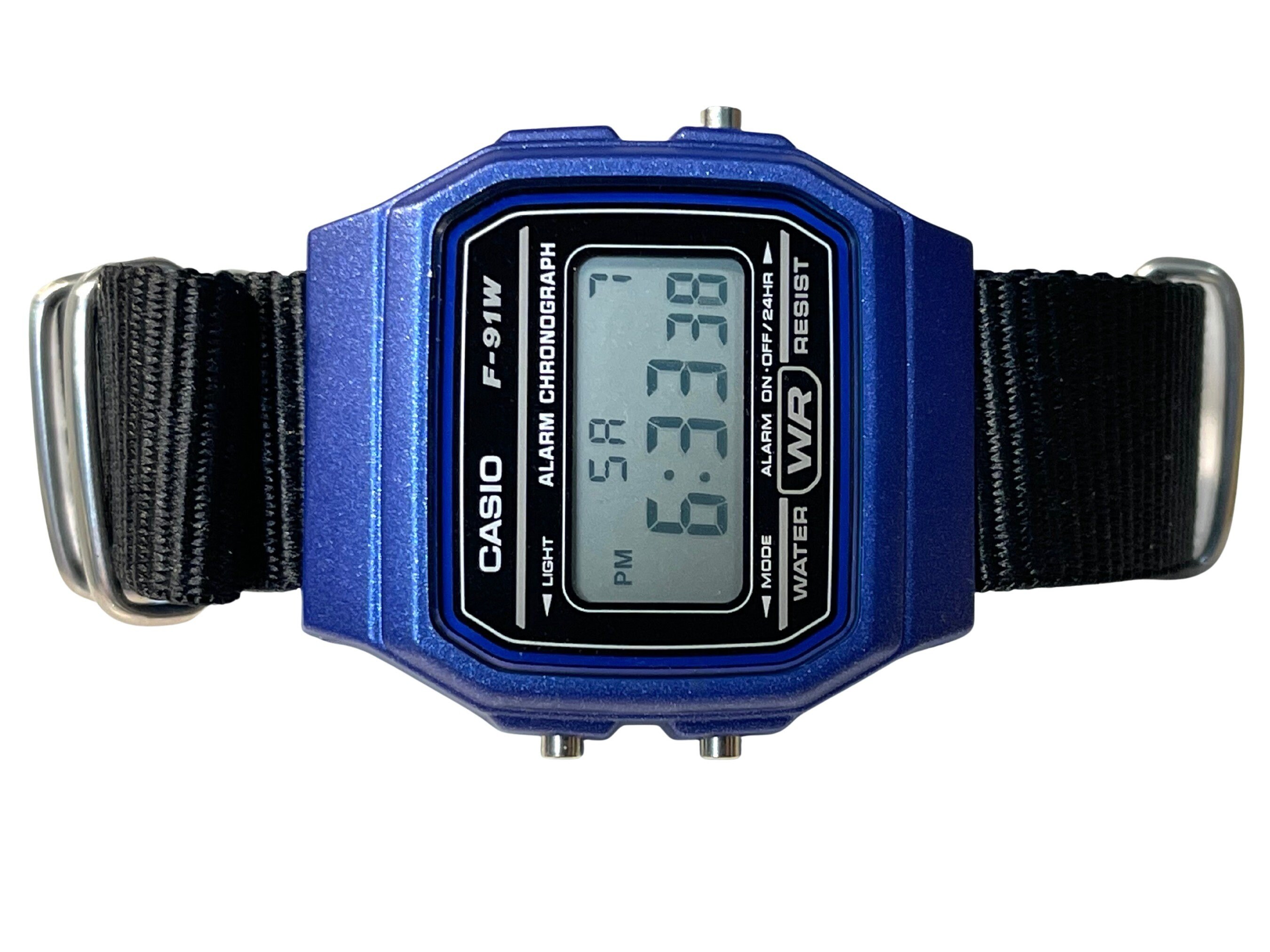 Custom Blue Casio Watch on Black Strap W Silver Hardware Etsy UK