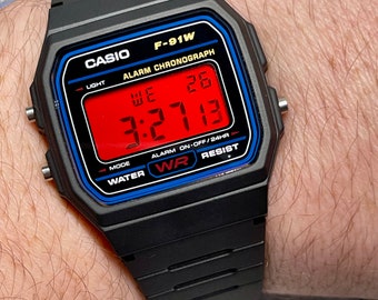 Aangepaste zwarte Casio horloge met kleurenscherm Mod (Kies uw kleur)