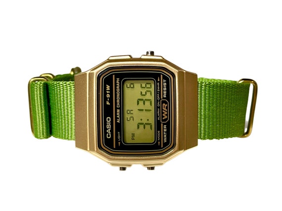 Triumferende krog Studerende Custom Gold Casio Watch on Green Strap - Etsy Sweden