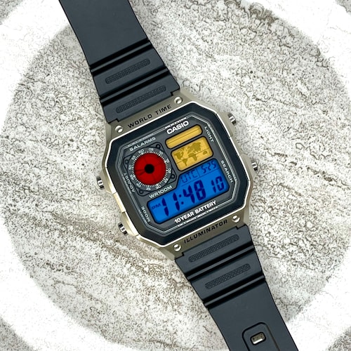 Custom Black Casio World Time Watch With Color Screen Mod Etsy