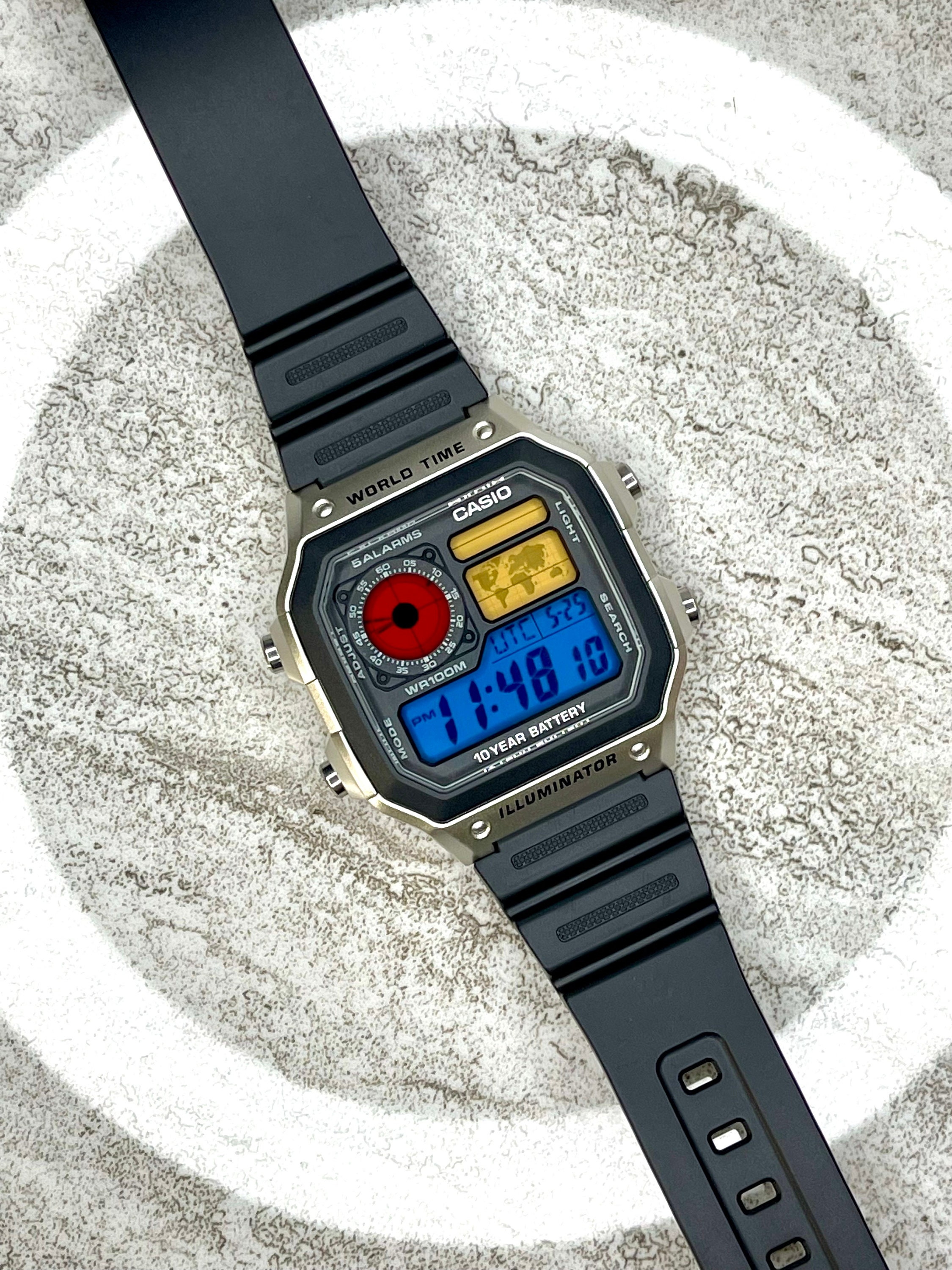 Custom Silver Casio World Time Watch With Color Screen Mod Etsy