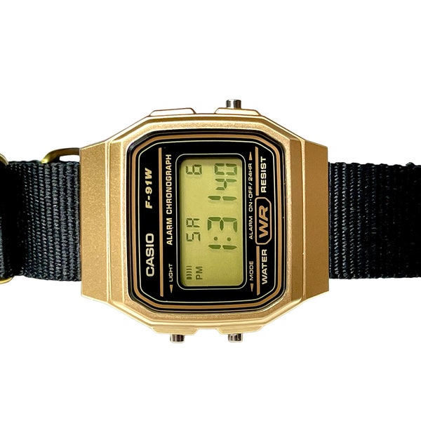Custom Gold Casio Watch on Black Strap