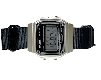 Custom Silver and black Casio Watch on Black Strap w/ black hardware