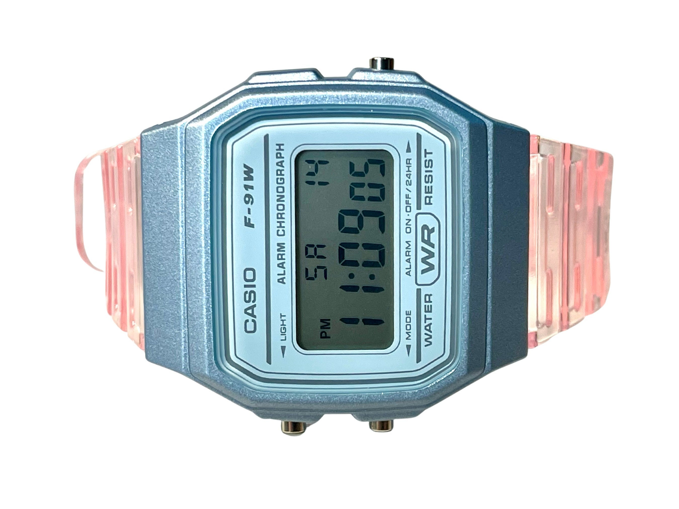 Custom Light Blue Casio Watch on Pink Strap - Etsy