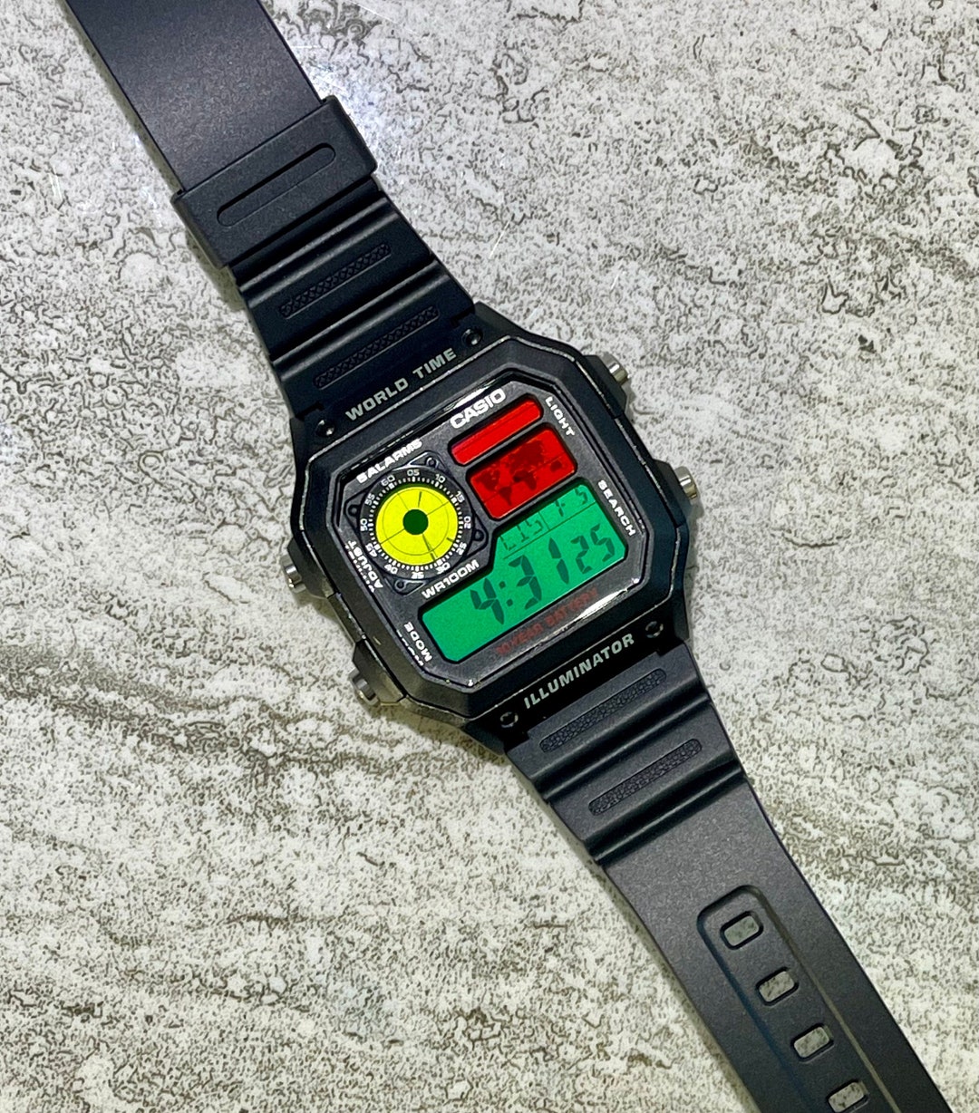 Custom Black Casio World Time Watch With Color Screen Mod