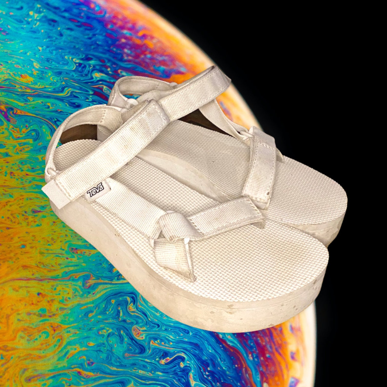 white teva midform sandals