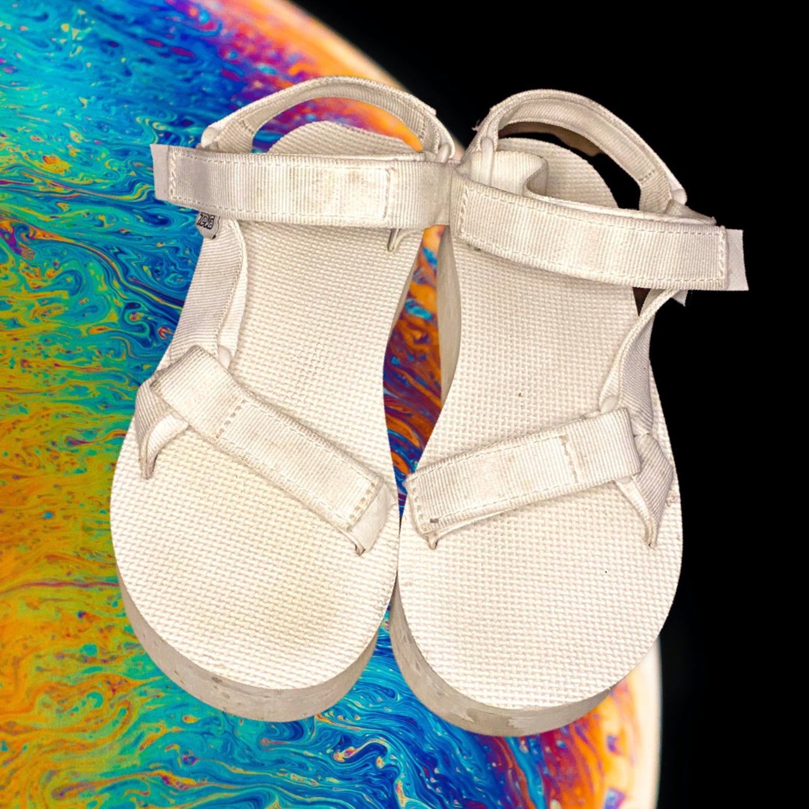white teva midform sandals