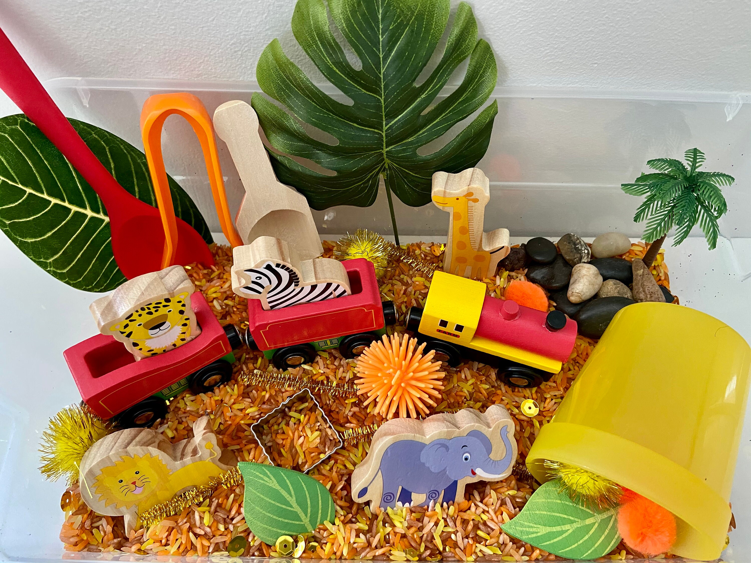 Jungle Safari Sensory Bin Pretend Play Busy Box Sensory Etsy
