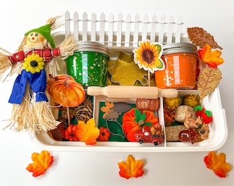 Fall Sensory Kit, Fall Playdough Kit, Fall Play dough Kit, Pumpkin Play dough, Halloween Sensory Kit, Playdough Box, Fall loose parts