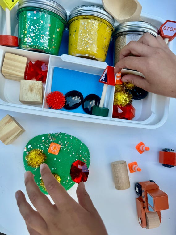 Construction Playdough Kit, Cars and Trucks Sensory Kit