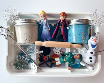 Frozen Play Dough Kit, Frozen Sensory Box, Frozen Playdough Kit, Frozen Sensory Kit, Frozen Birthday Gift, Frozen Themed Gift