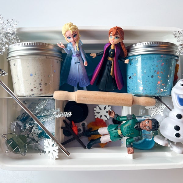 Frozen Play Dough Kit, Frozen Sensory Box, Frozen Playdough Kit, Frozen Sensory Kit, Frozen Birthday Gift, Frozen Themed Gift