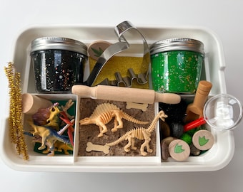Dinosaur Play Dough Kit, Dinosaur Playdough Kit, Dinosaur Sensory Kit, Dinosaur Birthday Gift, Sensory box, Play dough box