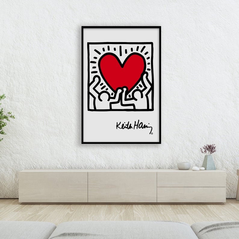 Exhibition Print Painting Poster Wall Decor Keith Haring Poster Wall Art Office Interior Heart Home Decor Prints Art Lovers High Quality