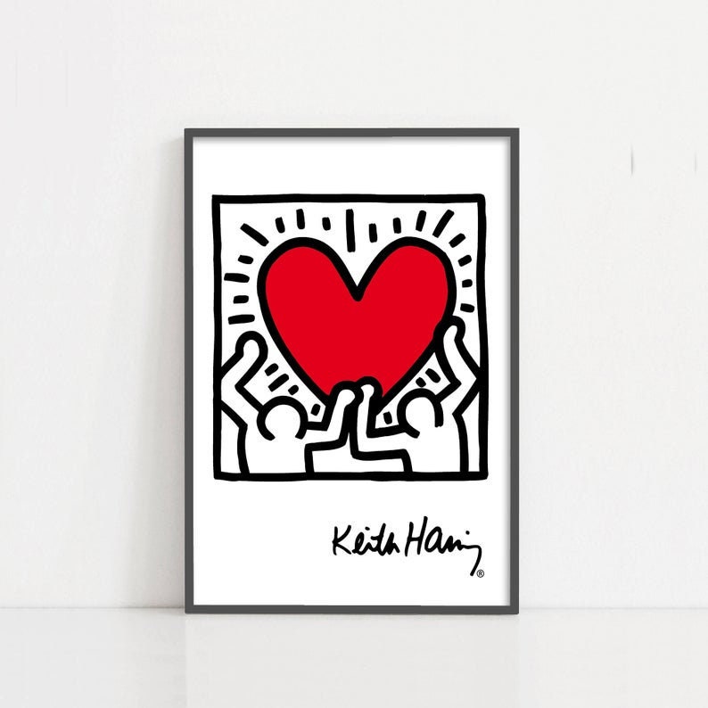 Exhibition Print Painting Poster Wall Decor Keith Haring Poster Wall Art Office Interior Heart Home Decor Prints Art Lovers High Quality