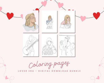 Printable Coloring Pages Set | 6 Digital Download Coloring Sheets Inspired by Pop Icon