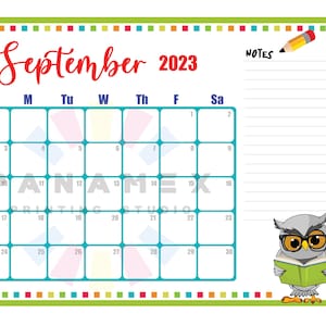School Year Calendar Printable, Horizontal Version, PDF &amp; Jpeg Digital ...