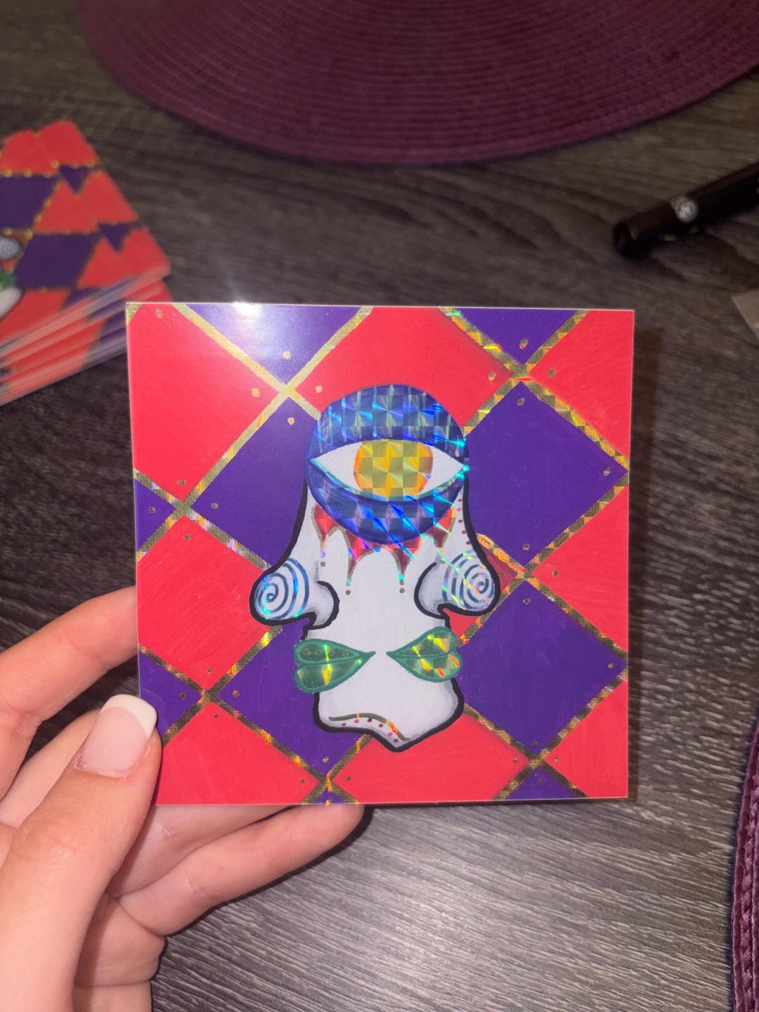 Trippy Face Holographic Sticker - Etsy