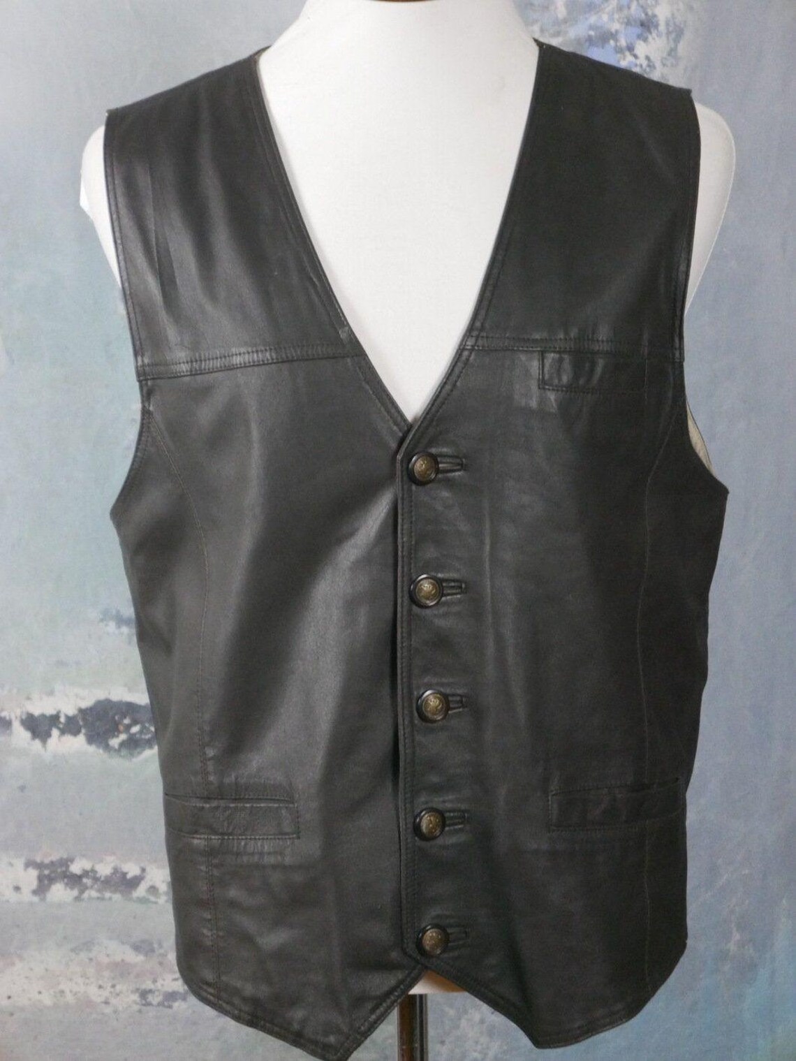 Vintage Leather Vest 80s European Pointed-Front Dark Brown | Etsy