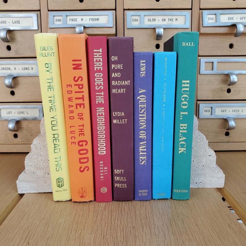 Rainbow Decorative Books Designer Decor Colorful Rainbow Etsy