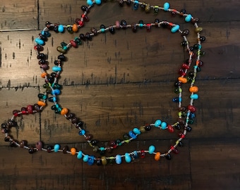Long Glass Bead Boho Necklace