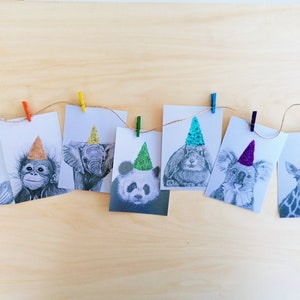 Rainbow Party Hat Animal Bunting