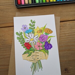 Faça seu próprio cartão de buquê, cartão colorido de aniversário/obrigado, cartão de buquê de flores